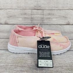 Hey Dude Wendy Women Shoes Tie Dye Lemon Ombre Unique Design Loafers size 6 NWOB