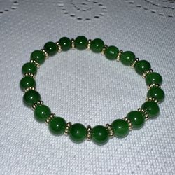 Emerald Green & Gold Crystal Bead Bracelet - New