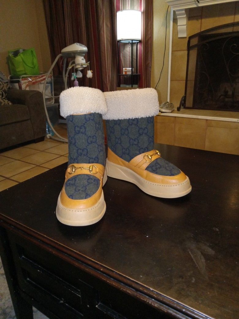 Gucci Colorblock Pattern Snow Boots
