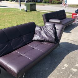 Leather Sofas and Ottoman 