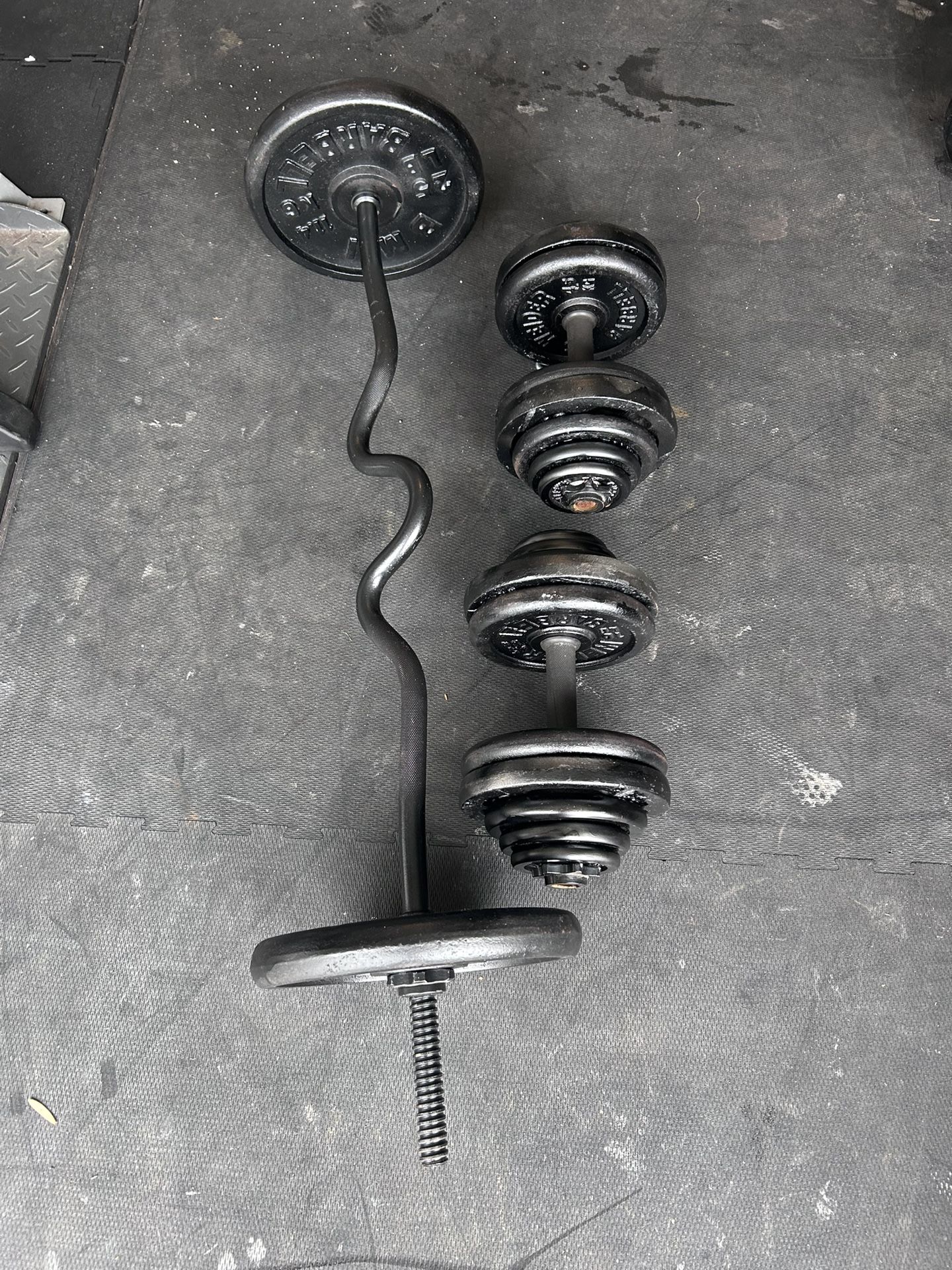 5 - 60 LB Adjustable Dumbbells w/ Curl bar