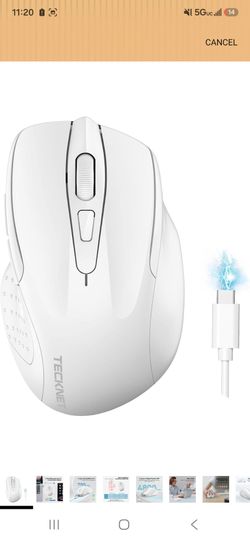 TECKNET Wireless Mouse, BT 5.0/2.4G, Rechargeable 6-DPI Silent, White
Bluetooth 5.0/3.0 & USB A, 2-Device Easy Switch, Wide OS Compatible, 6 Buttons, 