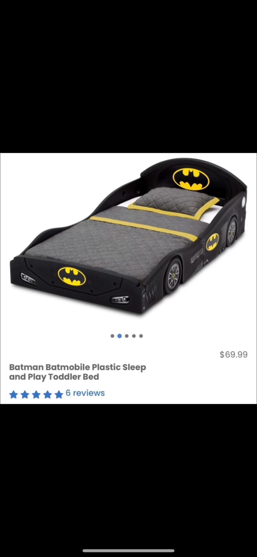 Bed/ Batman Batmobile Toddler Bed/ Bed Frame/ Batman/ Toys/ Kids/ Sleep/ Bed/ Furniture/ New