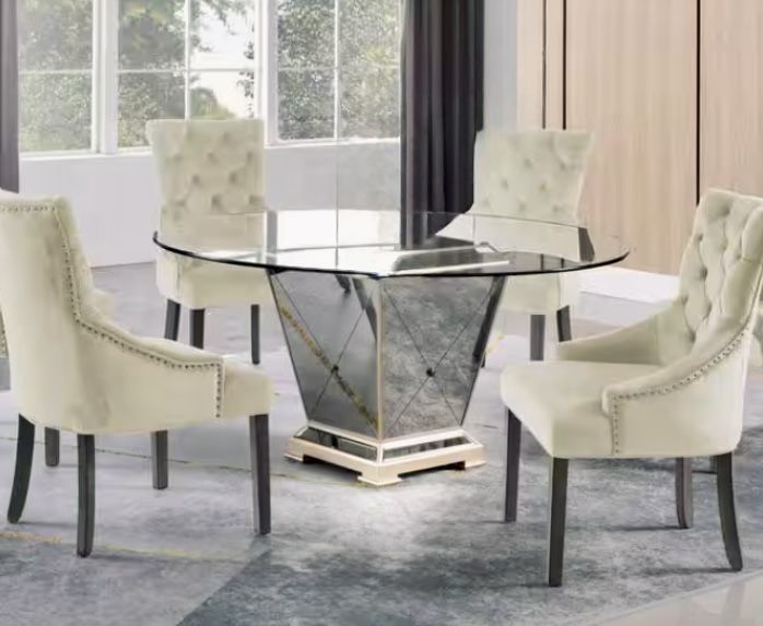 Zgallerie Basset furniture 5 piece Mirror Dining Table Chair set