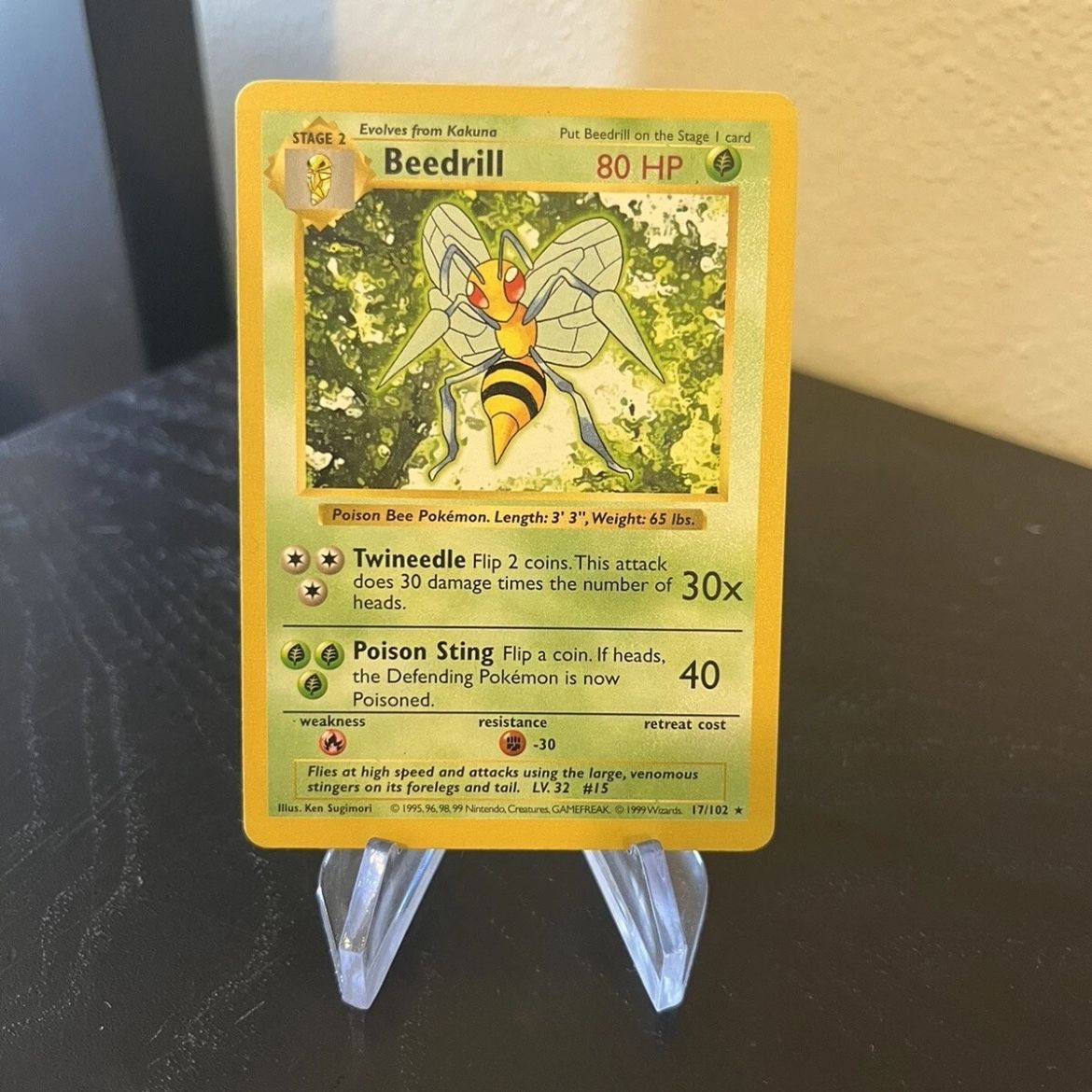 Pokemon Beedrill 17/102 Shadowless Rare - vintage and original set for ...