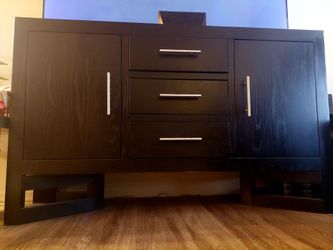 🔥  LARGE SOLID WOOD CREDENZA – BLACK FURNITURE 🔥