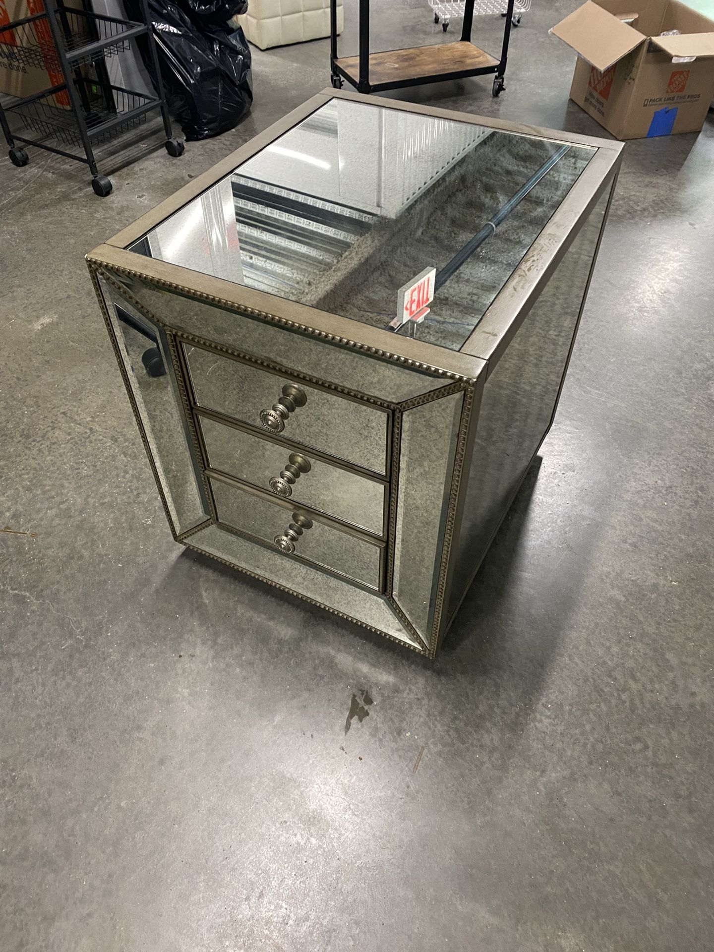 Antique Mirrored End Table 