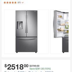 Samsung 28 cu. ft. 3-Door French Door Refrigerator in Stainless Steel New refrigerator, works perfect with warranty, we do payments 90 day same as cas