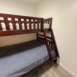  Twin over Full Bunk Bed – Sturdy Wood Frame (No Mattresses)