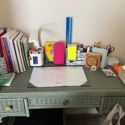 Green Wicker Desk