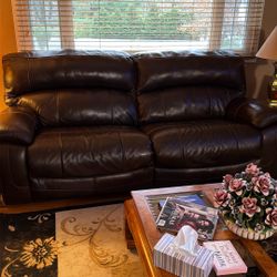 3 Piece Brown Leather Power Living Room Set
