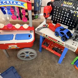 Ice Cream Truck And NASCAR Garage Toy Sets