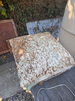 Pair of Vintage Cowhide Throw Pillows – Brown & Cream Speckled