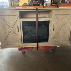 Entertainment center with fire place