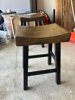 Two Wooden Bar Stools 
