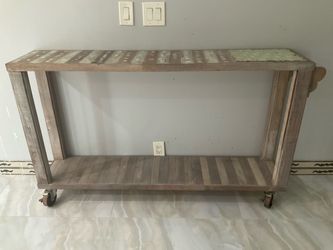 MOVING SALE  VERY BEAUTIFUL AND MULTI SERVICE  CONSOLE TABLE- TIVI STAND -BUFFET SERVICE CART  - LIKE NEW CONDITION  60” BY 13 “ AND 36” HIGH  PICK UP