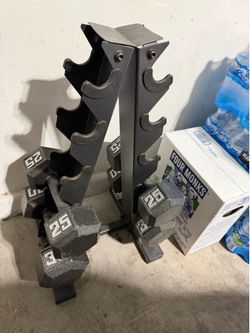 Dumbbells and rack