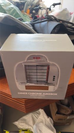 Diner Jukebox Tabletop Bluetooth Speaker Chrome Plated Retro Silver - NEW
