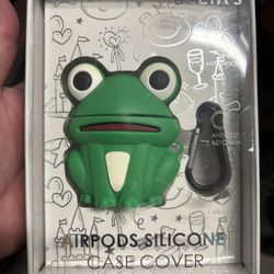 Frog Air Pod Case With Key Chain Carabiner