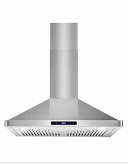Cosmo 30 in. Vista Collection 380 CFM Ducted Wall Mount Range Hood, Touch Controls, LED Lights, Stainless Steel