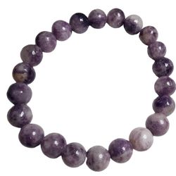 1pc Natural Purple Lepidolite with Mica Crystal Gemstone 8mm Round Beaded Bracelet 