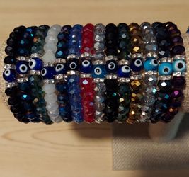 LOT'S MULTICOLOR BEADS STRETCH BRACELETS ( $10 EACH!! OR BUY 2 FOR $15 )
