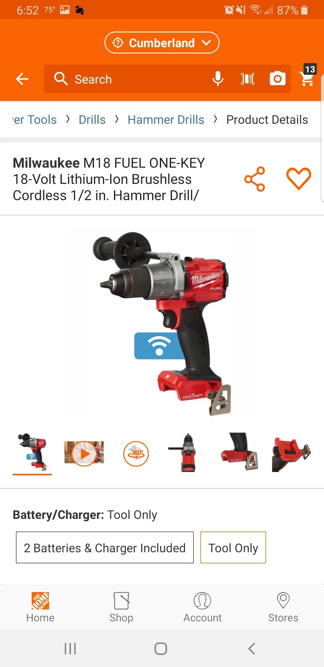 Milwaukee Fuel Brushless Hammer drill One Key BLUETOOTH brand new only tool