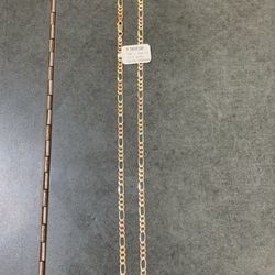 14k Two-Tone Diamond Cut Figaro Necklace 