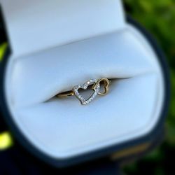 Jewelry 10k solid yellow gold diamond 0.1CTW ring sz 6.00