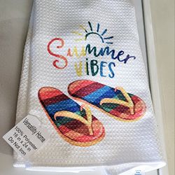 Microfiber White Kitchen Towel Colorful Flip Flop Design
