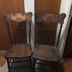 Pair Antique Pressback Chairs