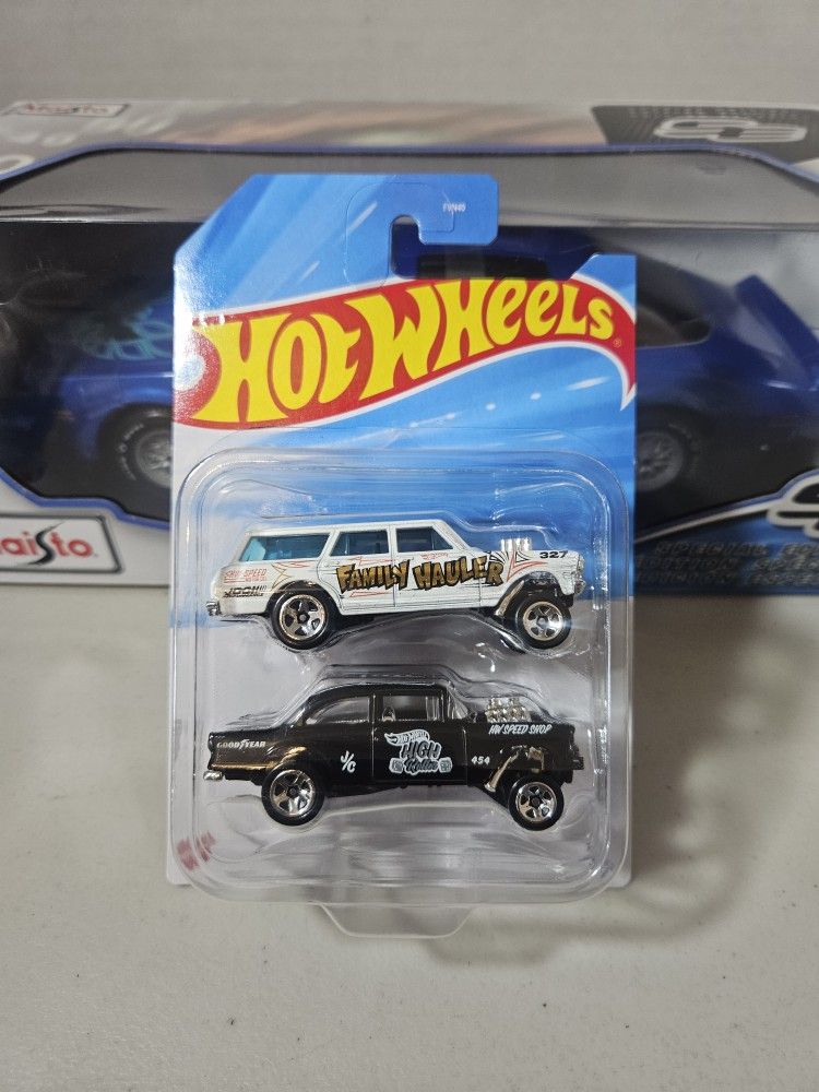 2025 Hot Wheels 2 pack '55 Bel Air Gasser Black & '64 Nova Wagon Gasser White