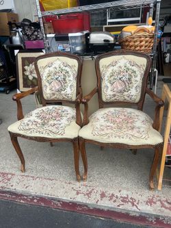 Pair of French Provincial Needlepoint Armchairs