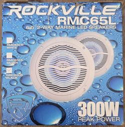 Rockville RMC65L Silver Pair 6.5" 2-Way 4-Ohm Marine Speakers with LED
600W Peak, 150W RMS, Multi-Color LEDs, Waterproof, 19 Dynamic Modes, 20 Colors,
