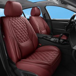 Universal Sxikin Luxury Car Seat Covers Full Set PU Leather Red Wine