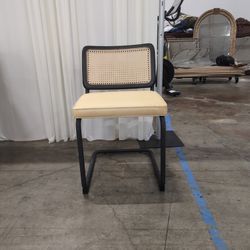 Black Metal Cantilever Dining Chair with Cane Back