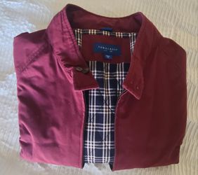 Towncraft Burgundy Windbreaker Jacket Men's XL Short Zip Button Accents