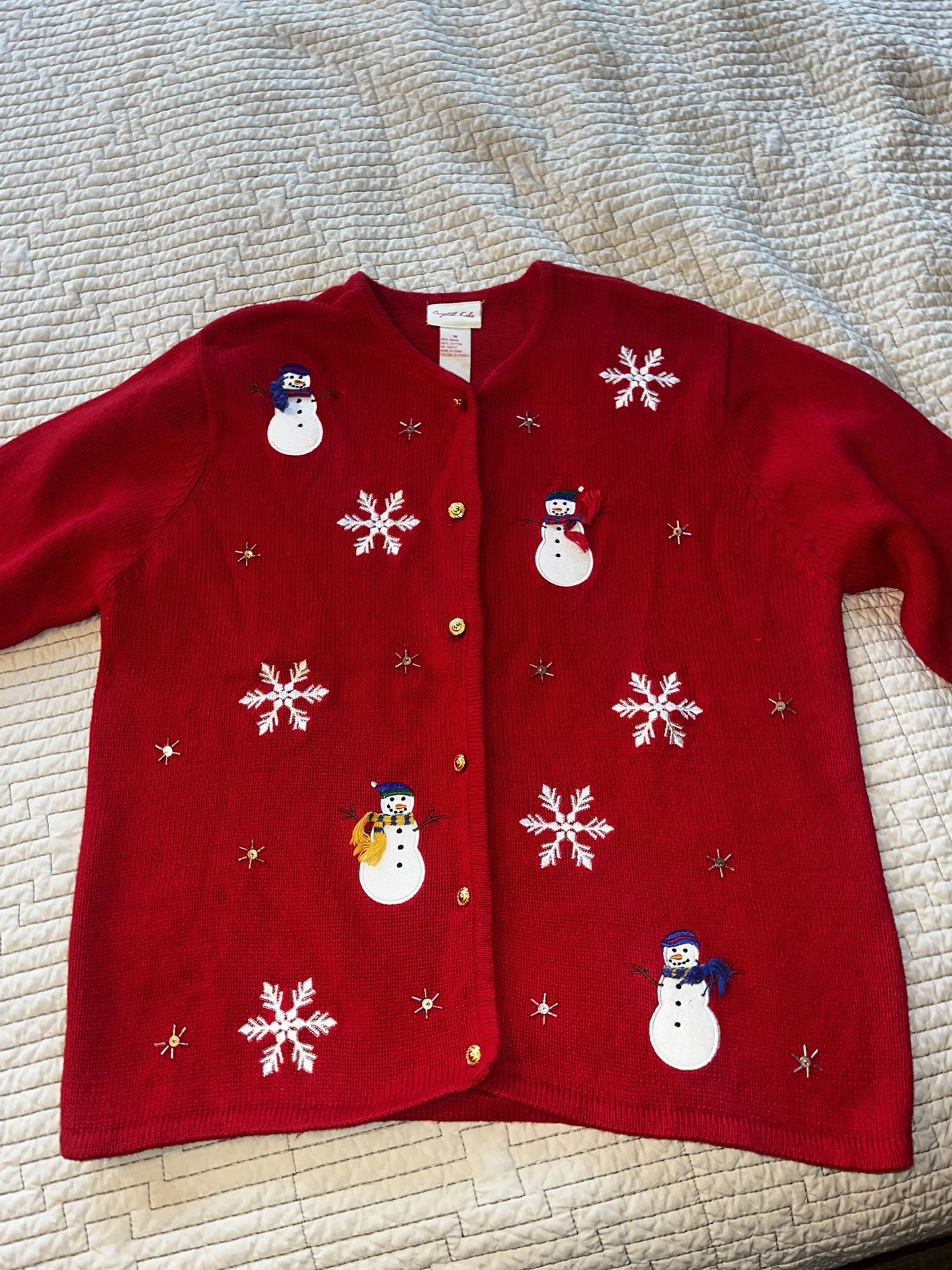 Vintage Christmas Ugly Sweater Kitschy Embellished Crystal Kobe