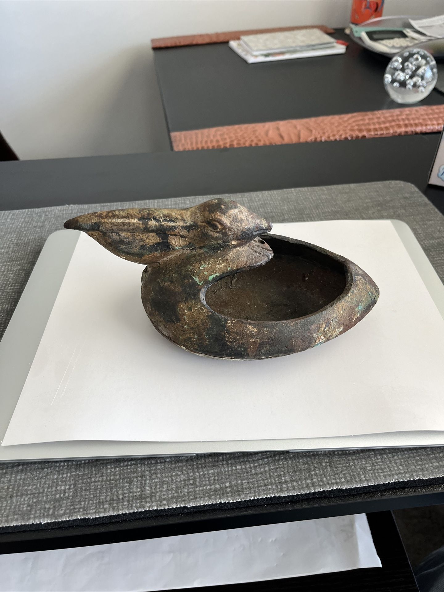 Vintage 1930’s Cast Iron Pelican Incense Burner