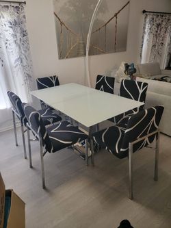 Glass Top Dining Extension Table