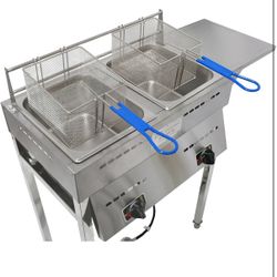 Deep Fryer - Propane Deep Fryer for Outdoor - 18 Qt Stainless Steel Commercial Quality Double Fryer with Baskets, Lids & Hose - Ideal for Frying Fish,