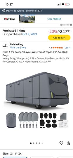 RVMasking Class A RV Cover 31'1"-34" Dark Gray