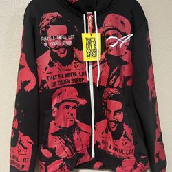Asaali X ThatsAnAwfulLotOfCoughSyrup Red Zip Up