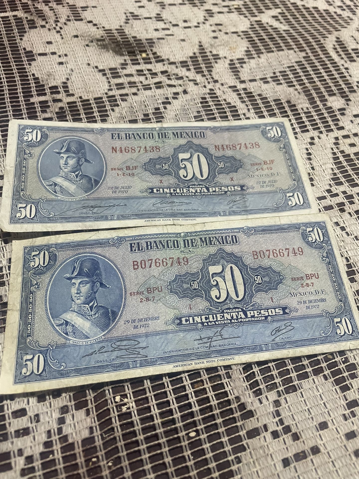 Lot Of 2 50 Pesos 