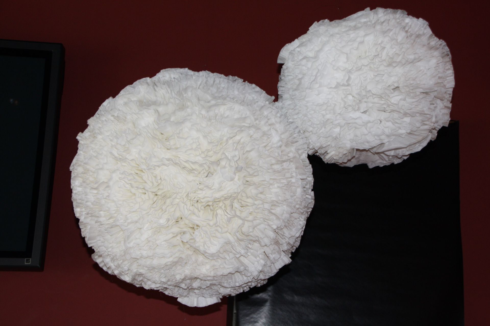 White puff party decorations