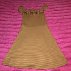 Aeropostale size small mustard and white striped ruffle dress
