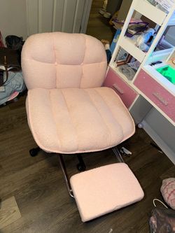Pink Armless Desk Chair with Footrest