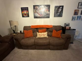 Reclining Brown Sofa & Love Seat