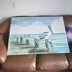 Painting sitting on the dock decor