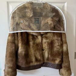 Large Congnita Faux Fur And Leather Jacket 